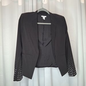 Bar III Women's Black Blazer With Studded Embellished Sleeves Size XS